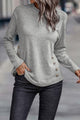 Decorative Button Round Neck Long Sleeve Top Trandify deal