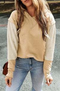 Color Block Dropped Shoulder Hoodie Trandify deal