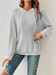 Ribbed Dropped Shoulder Drawstring Hoodie Trandify deal
