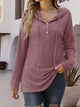 Half Button Up Drawstring Hoodie Trandify deal