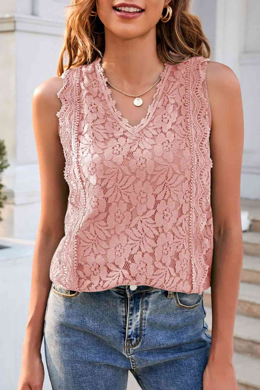Lace V-Neck Tank Trandify deal