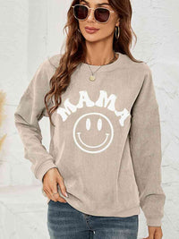 Round Neck Long Sleeve MAMA Graphic Sweatshirt Trandify deal