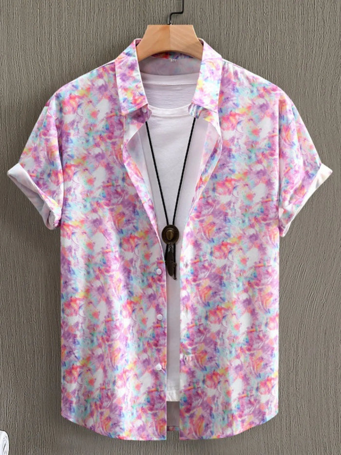 Men’s Stylish Printed Short Sleeve Casual Shirt – Trendy Summer Fashion Button-Up – Comfort Fit Lightweight Fabric