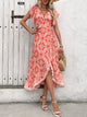Perfee Ruffled High-Low Printed Short Sleeve Midi Dress Trandify deal