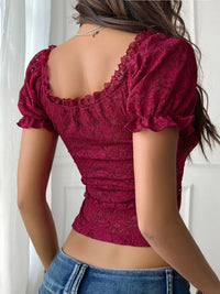 Women’s Off-Shoulder Lace Top – Boho Floral Blouse for Summer Outfits