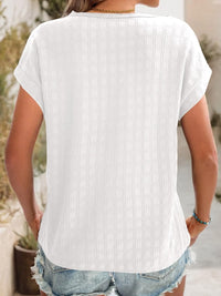 Textured Round Neck Short Sleeve Top Trandify deal