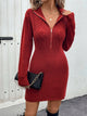Perfee Cable-Knit Half Zip Long Sleeve Sweater Dress Trandify Deal