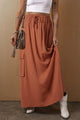 Drawstring Maxi Skirt with Pockets Trandify Deal