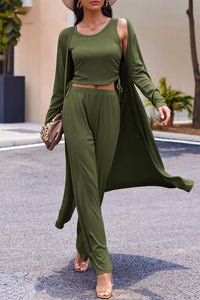 Drawstring Tank, Long Sleeve Cover Up and Pants Set Trandify Deal