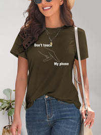 Graphic Round Neck Short Sleeve T-Shirt Trandify deal