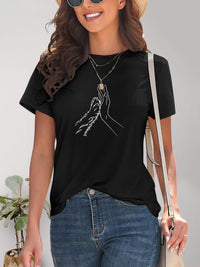 Graphic Round Neck Short Sleeve T-Shirt Trandify deal