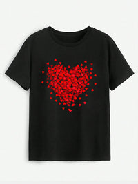 Heart Round Neck Short Sleeve T-Shirt Trandify deal