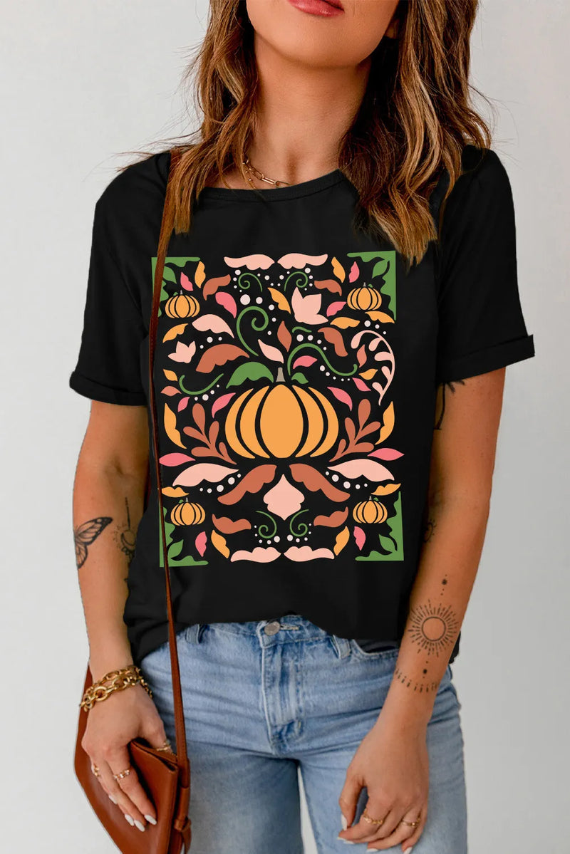 Graphic Round Neck Short Sleeve T-Shirt - Trandify Deal