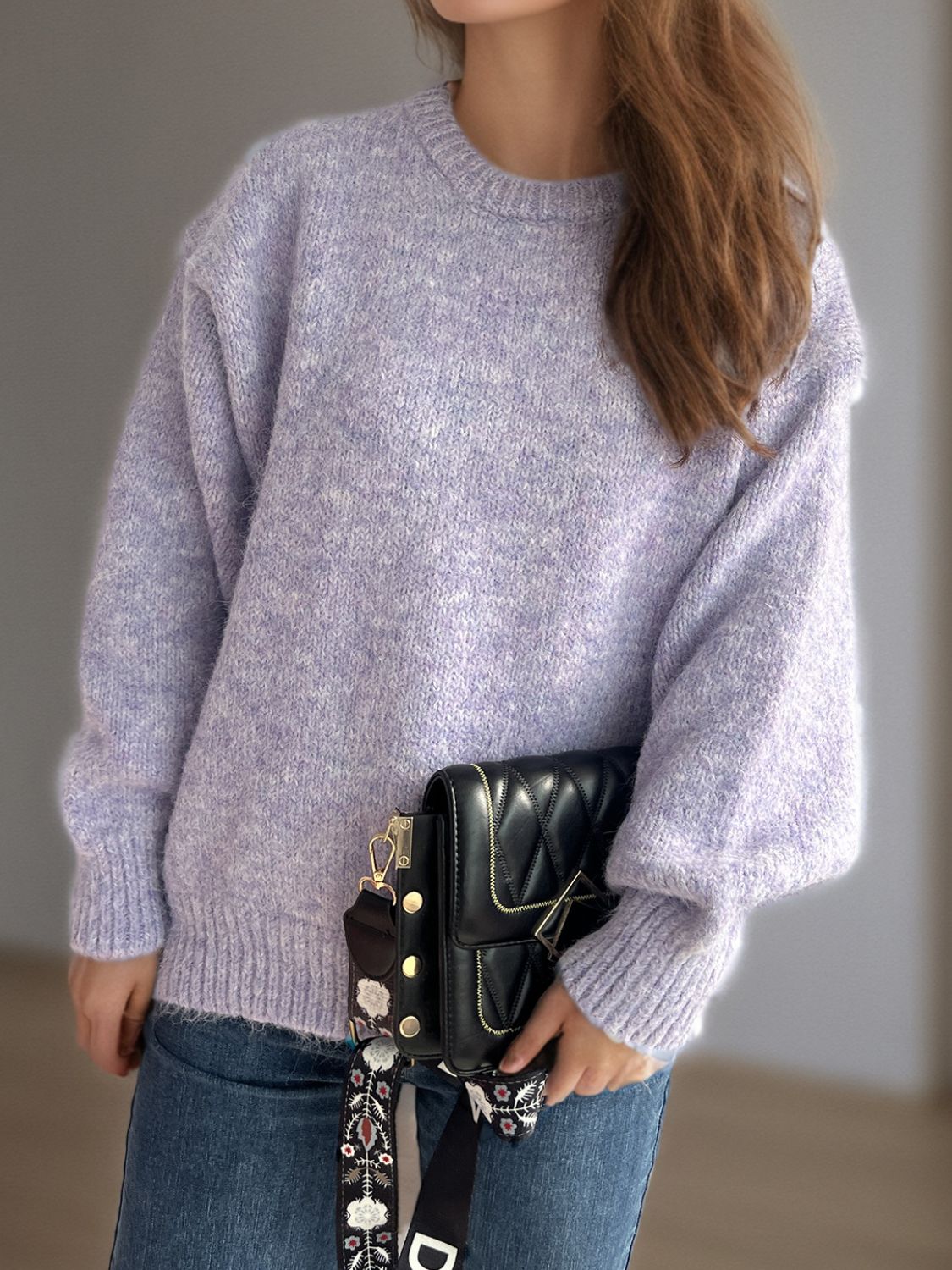 Round Neck Long Sleeve Sweater Trandify Deal