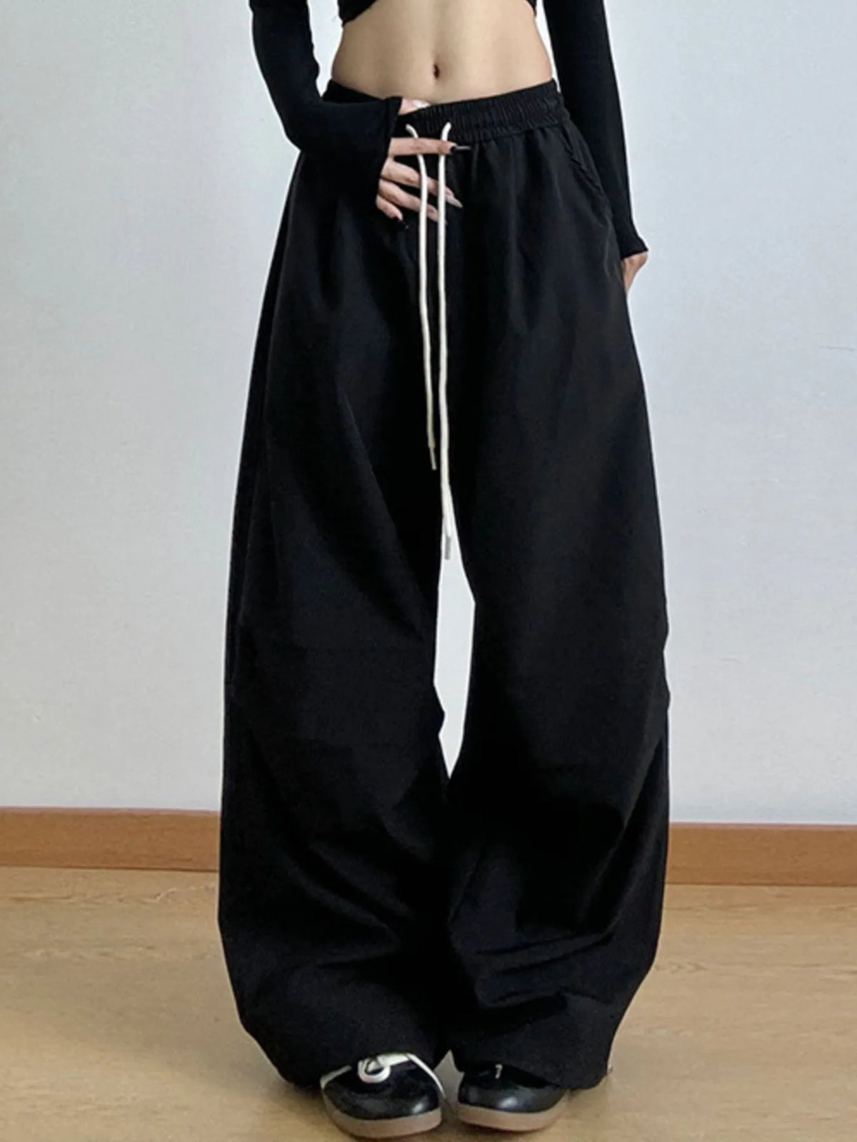 Women’s oversized wide leg drawstring pants in pink – boho chic high-waisted lounge pants