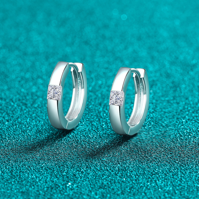 925 Sterling Silver Moissanite Huggie Earrings Trandify Deal
