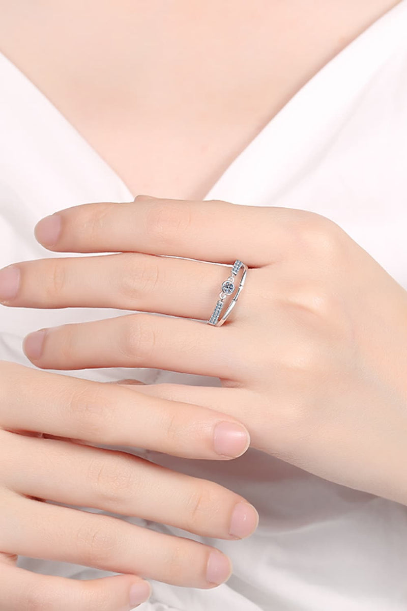 Moissanite Cutout Rhodium-Plated Ring Trandify Deal