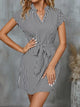 Tied Striped Cap Sleeve Mini Dress Trandify deal