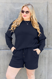 Double Take Full Size Texture Long Sleeve Top and Drawstring Shorts Set Trandify Deal