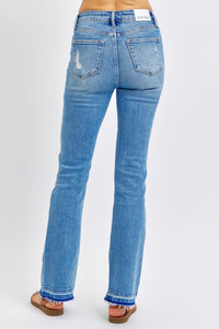 Judy Blue Full Size Mid Rise Destroyed Hem Distressed Jeans Trandify Deal