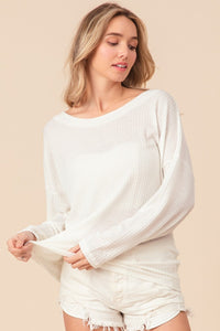 BiBi Waffled Backless Drawstring T-Shirt Trandify deal
