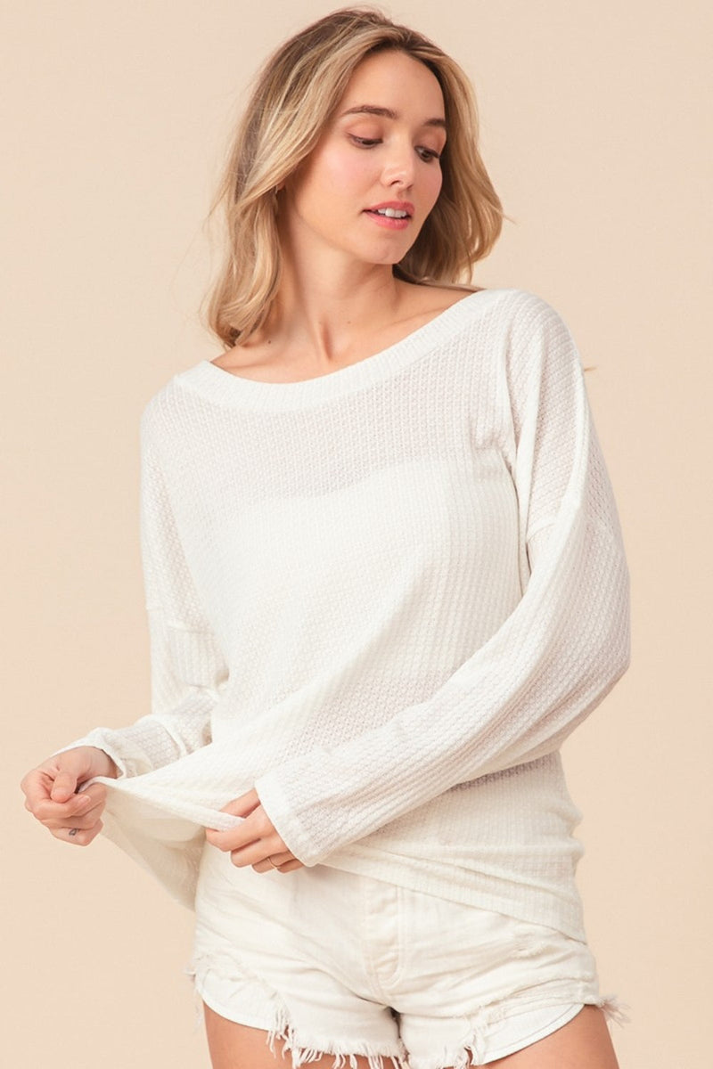 BiBi Waffled Backless Drawstring T-Shirt Trandify deal