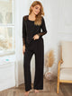 Lace Detail Long Sleeve Top and Pants Lounge Set Trandify Deal