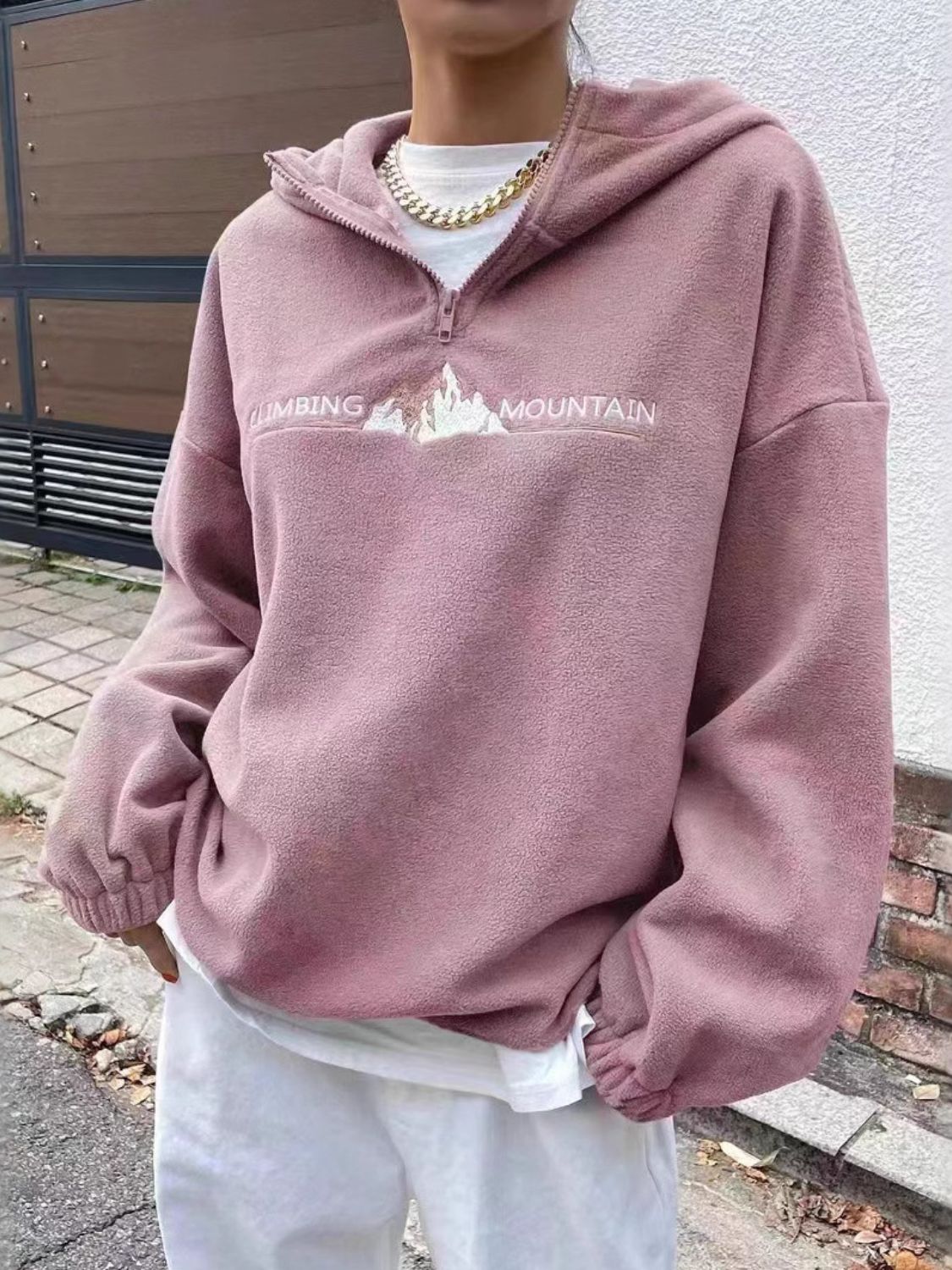 Mountain Quarter Zip Long Sleeve Hoodie Trandify Deal