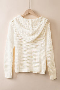Openwork Lace-Up Hooded Sweater Trandify Deal
