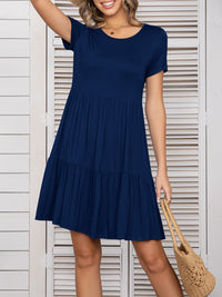 Round Neck Short Sleeve Mini Tee Dress Trandify deal