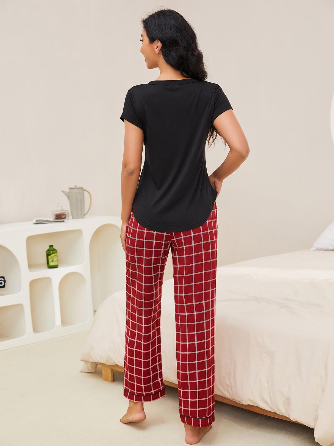V-Neck Short Sleeve Top and Shorts Lounge Set Trandify deal