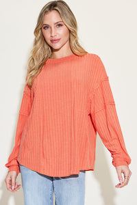 Basic Bae Full Size Ribbed Round Neck Long Sleeve T-Shirt Trandify Deal