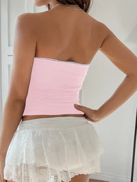 Women’s Bow Detail Tube Top – Sleeveless Stretch Crop Top for Summer Outfits