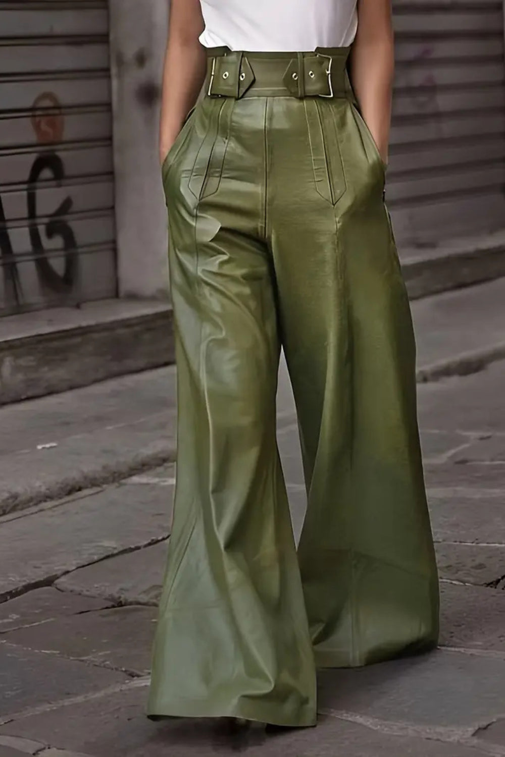 High Waist Wide Flare Pants for Women in Black - Retro-Inspired Stretchy Pants