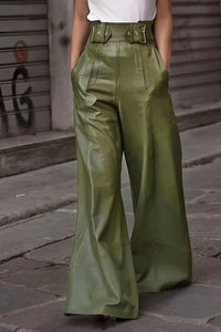 High Waist Wide Flare Pants for Women in Black - Retro-Inspired Stretchy Pants