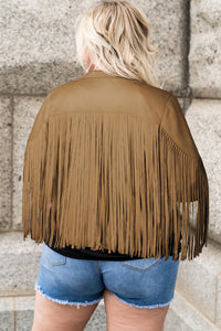 Plus Size Fringe Open Front Jacket Trandify deal