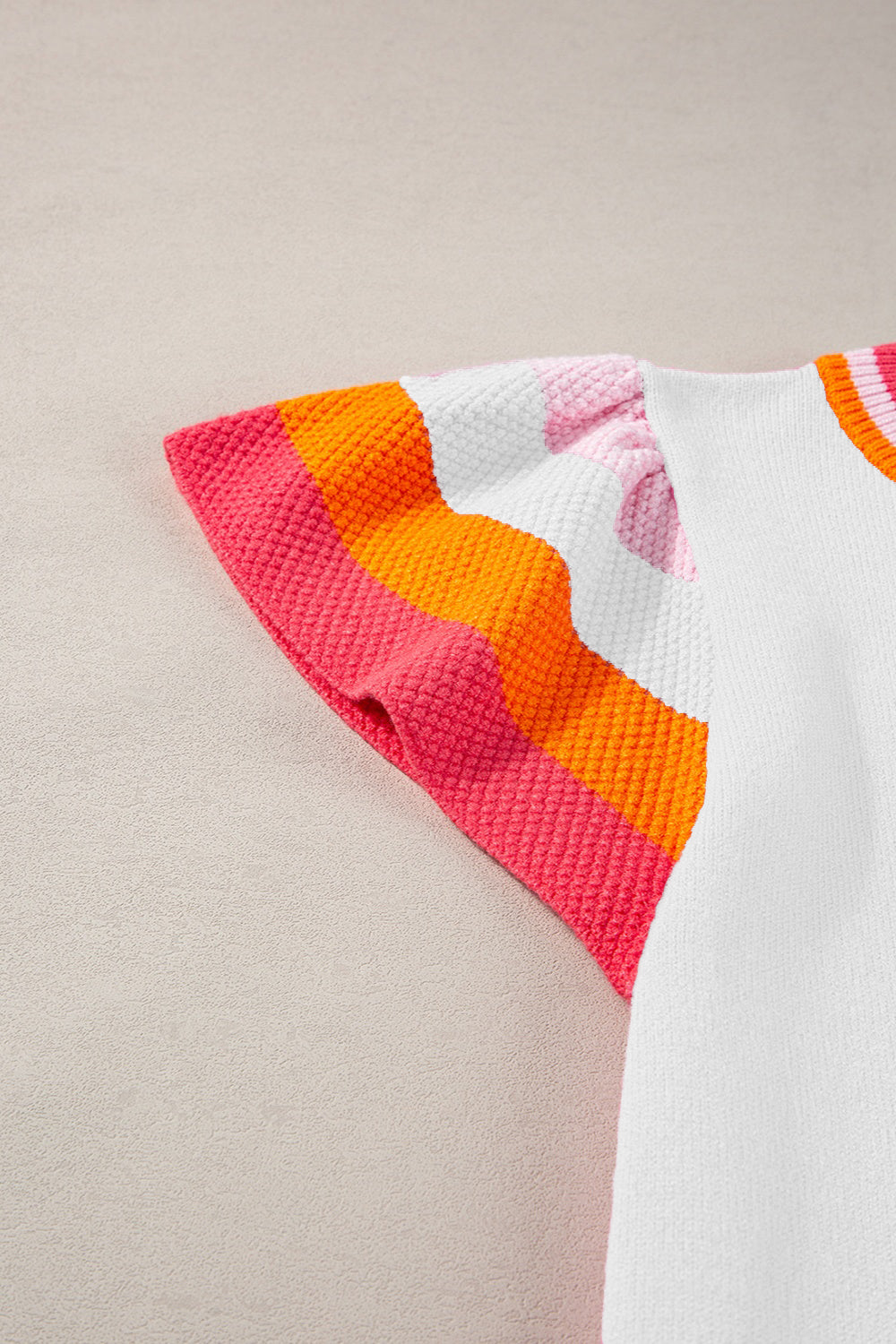 Color Block Round Neck Knit Top Trandify deal