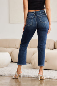 RFM Full Size Tummy Control Distressed High Waist Raw Hem Jeans Trandify deal
