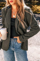 Pocketed Buttoned Long Sleeve Blazer Trandify Deal