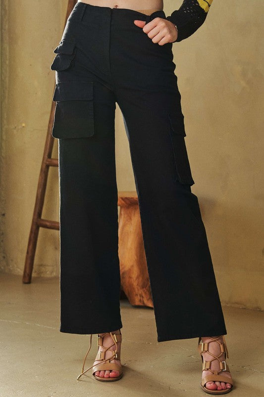 Davi & Dani Flap Pocket Mid Rise Cargo Pants Trandify Deal