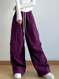 Women’s oversized wide leg drawstring pants in pink – boho chic high-waisted lounge pants