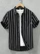 Men's Plus Size Classic Striped Short Sleeve Button-Up Shirt – Casual Slim Fit Summer Top for Big & Tall Men