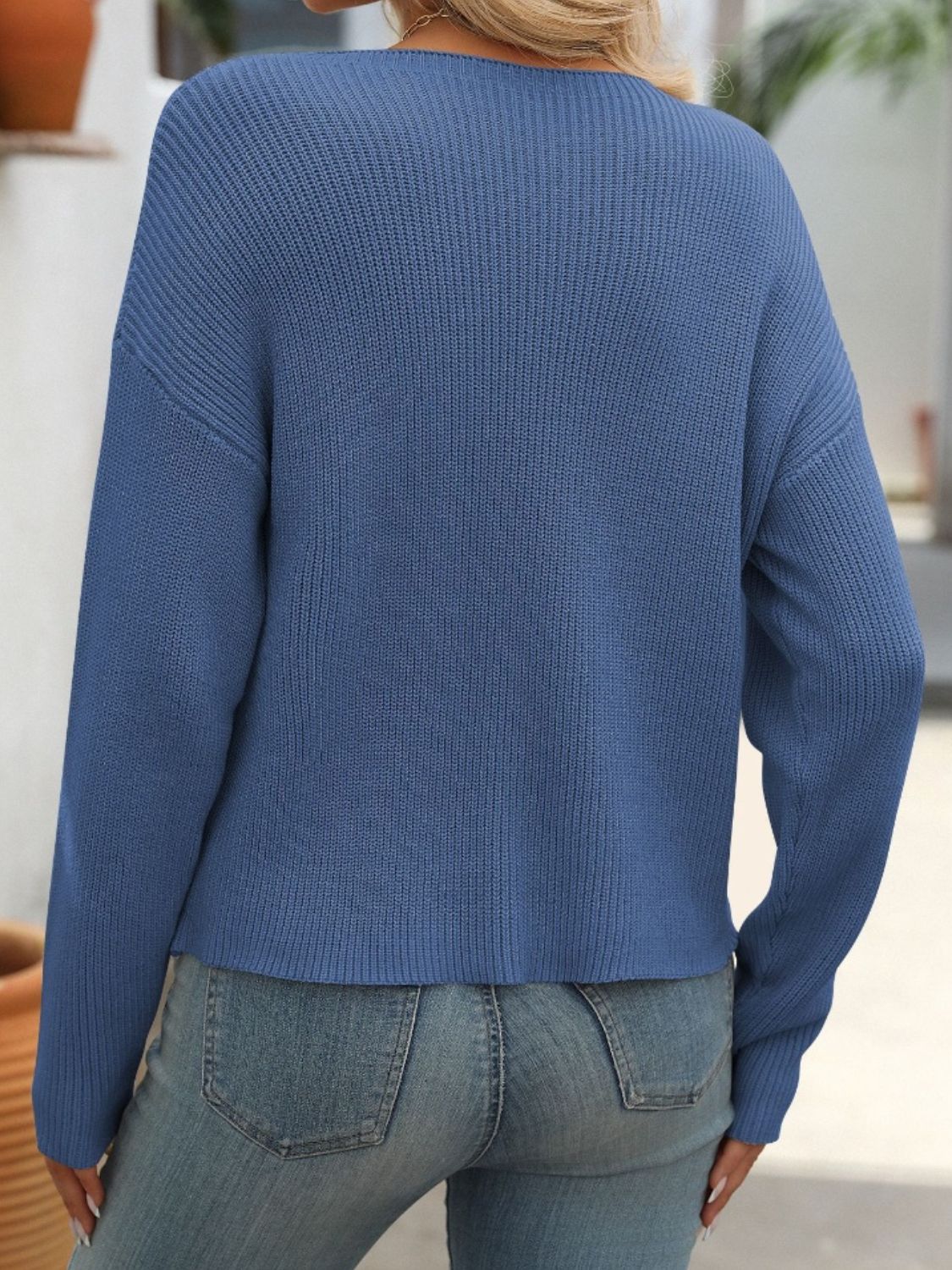 Round Neck Long Sleeve Sweater Trandify Deal