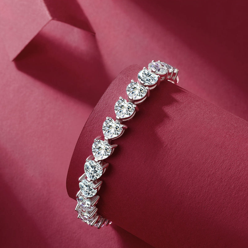 24 Carat Moissanite 925 Sterling Silver Heart Bracelet Trandify Deal