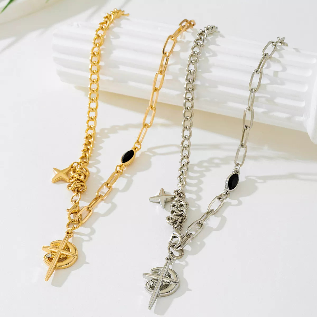 Dainty 18K Gold Cross Pendant Necklace for Women