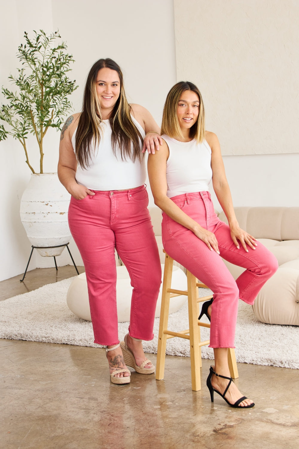 RFM Full Size Tummy Control High Waist Raw Hem Jeans Trandify deal
