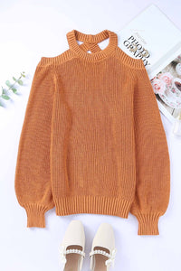 Cutout Back Cold Shoulder Long Sleeve Sweater Trandify deal