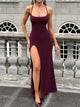 Sexy Backless Slit Maxi Dress for Women – Flowy Scoop Neck Summer Cami Dress