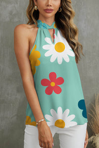 Women’s Floral Greek Neck Tank Top – Boho Summer Fashion – Lightweight & Stylish
