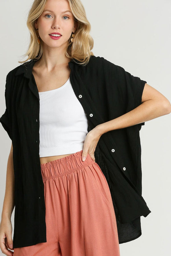 Women's Textured Button-Down Shirt